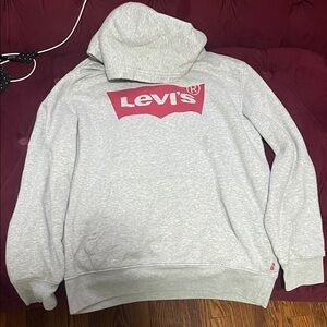 Levi's Light Gray Hoodie with Red Logo